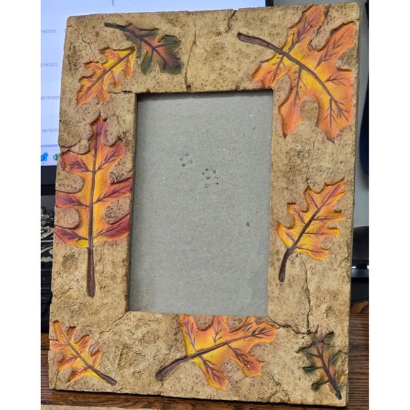 Rustic Fall Themed Picture Frame Embossed Autumn Leaf 4" x 6" - Picture 1 of 8